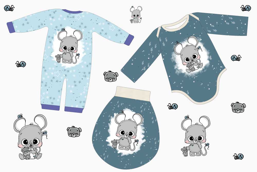 Baby-Gute-Nacht-Set – Mäuseliebe blau