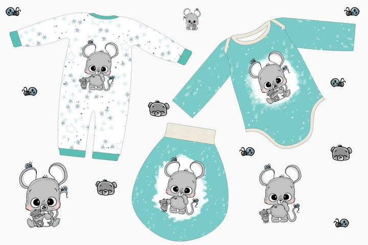 Baby-Gute-Nacht-Set – Mäuseliebe mint